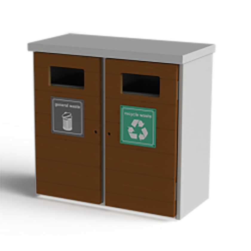 EURO-DOUBLE-RECYCLER-BIN-TEAK-STAINED-WOOD-840x840